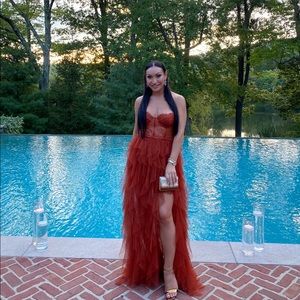 For Love & Lemons Rust Bustier Tulle Dress